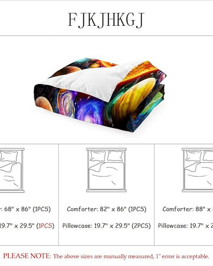 Space Bedding Solar System Twin Comforter set for Boy Galaxy Outer Space Room Decor for Boys Bedroom Bedding Set Twin Size Galaxy Earth Planets Quilt Set with 1 Comforter 1 Pillowcase - LeafyLoom
