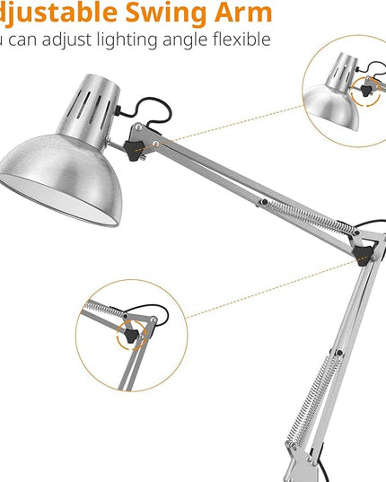 LEPOWER Floor Lamp, Swing Arm Floor Standing Lamp, Industrial Floor Lamp with Heavy Metal Base, E26 Lamp Base Floor Light, Modern Standing Reading Lamp for Living Room, Bedroom, Office Sliver - LeafyLoom