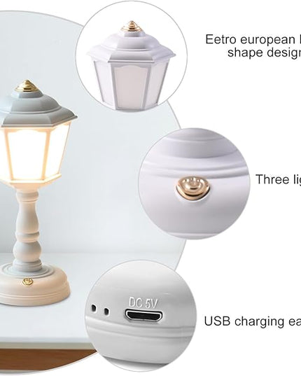 Mini Desk lamp Vintage, LED Desk Lamp Dimmable Table Lamp Reading Lamp with USB Charging Port, Sensitive Control, Eye-Caring Office Lamp,Very Beautiful Decorative Desk lamp (White) - LeafyLoom