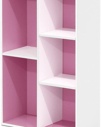 Furinno 5-Cube Reversible Open Shelf, White/Pink 11069WH/PI - LeafyLoom