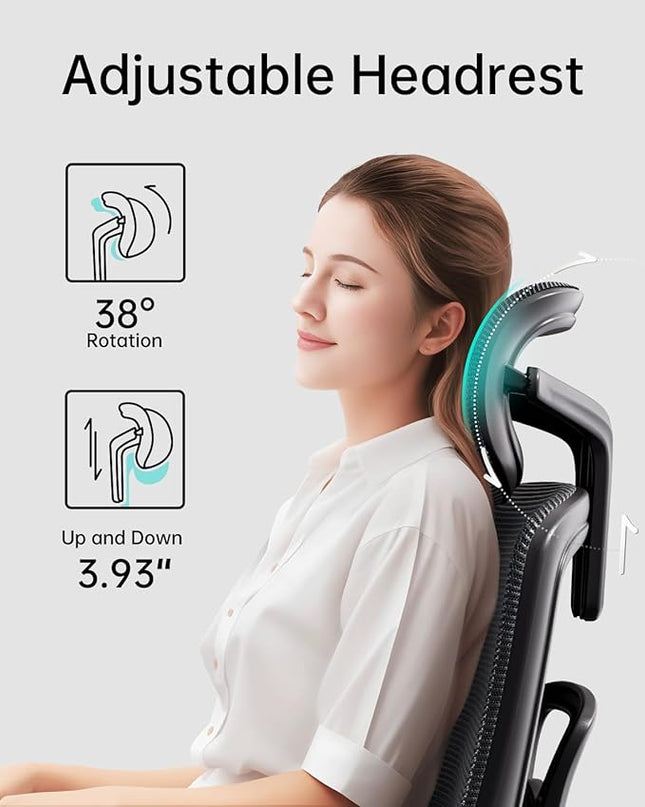 Hbada Ergonomic Office Chair with 3D Adjustable Armrests, Adjustable Lumbar Support High Back for Computer Chair, Big and Tall Mesh Office Chair, Home Office Desk Chairs Black - LeafyLoom