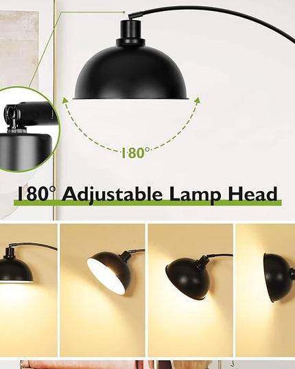 Arc Floor Lamps for Living Room, Modern Tall Standing Lamp Remote Control,Stepless Dimmable Black Floor Lamp with Hanging Dome Shade, Over Couch Arched Reading Lamp for Bedroom, Office (Bulb Included) - LeafyLoom