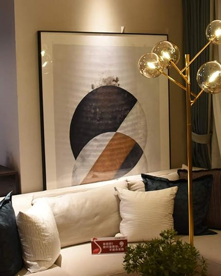 TD00145 Sputnik Chandelier Floor Lamp for Bedroom,4-Lights Glass Shade Floor Lamps for Living Room,Brass/Gold - LeafyLoom