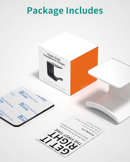 HomeMount Headphone Hook Under Desk - Headphone Holder Under Table, Adhesive Gaming Headphone Stand Hanger Desk Mount for Most Headphone（White） - LeafyLoom