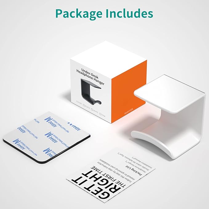 HomeMount Headphone Hook Under Desk - Headphone Holder Under Table, Adhesive Gaming Headphone Stand Hanger Desk Mount for Most Headphone（White） - LeafyLoom