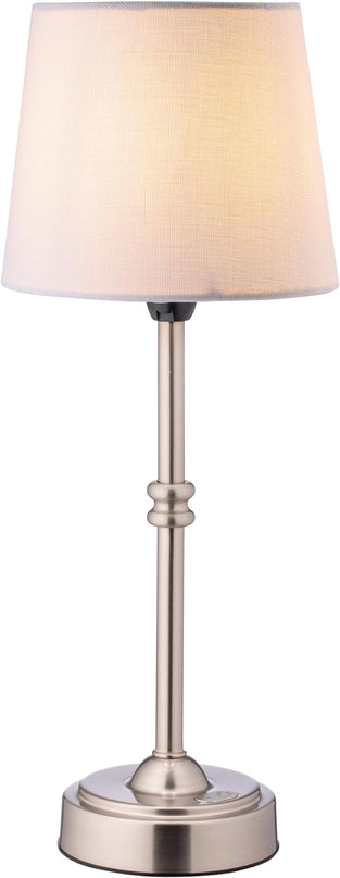 O’Bright Seraph - Cordless LED Table Lamp with Dimmer, Built-in Rechargeable Battery, 3-Level Brightness, Patio Table Lamp, Bedside Night Lamp, Ambient Light for Restaurant, Brushed Nickel - LeafyLoom