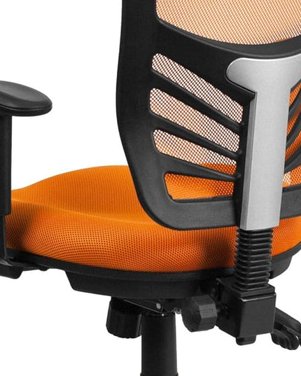 Flash Furniture Nicholas Mid-Back Swivel Office and Gaming Chair, Ergonomic Mesh Office Chair with Adjustable Lumbar Support and Height, Orange - LeafyLoom