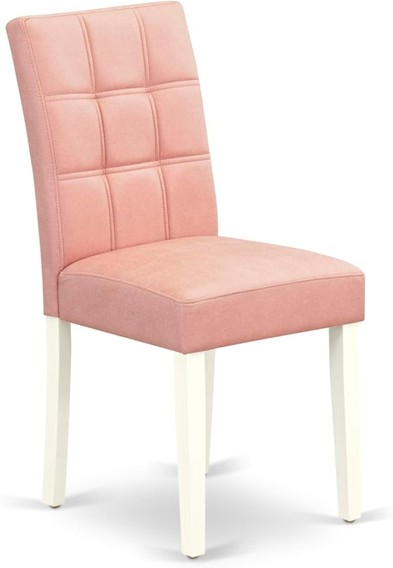 East West Furniture ANAS3-LWH-42 Antique 3 Piece Set Consists A Wood Table and 2 Beige Red Faux Leather Mid-Century Dining Chairs with Stylish Back, Linen White Finish, 36x36 Inch - LeafyLoom