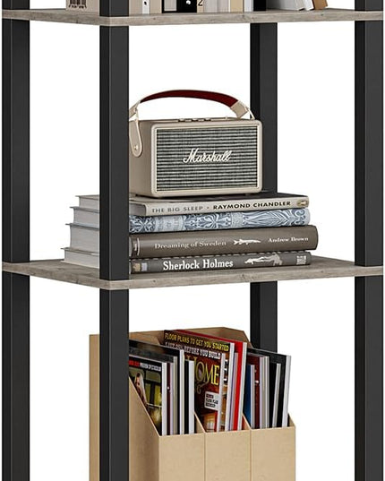 TUTOTAK 5 Tier Bookcase and Bookshelf, Narrow Book shelf with Door for Small Space, for Living Room, Office, Study, Entryway, Greige BS03BG005 - LeafyLoom