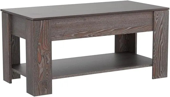 FDW Lift Top Coffee Table with Hidden Compartment and Storage Shelf Wooden Lift Tabletop for Home Living Room Reception Room Office (Espresso) - LeafyLoom