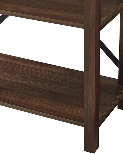 Walker Edison 4 shelves Andersen Urban Industrial Metal X Back Bookshelf, 64 Inch, Dark Walnut - LeafyLoom