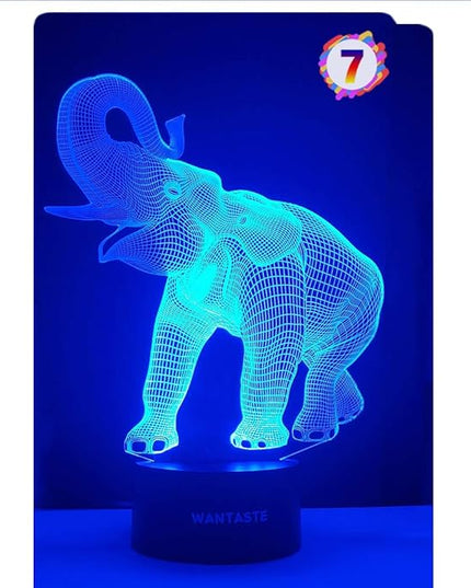 Elephant 3D Night Light for Boys Girls Room, Bedside Lamp Toys Decor Gifts for Kids Baby, 7 Colors Changing Nightlight with Smart Control - LeafyLoom