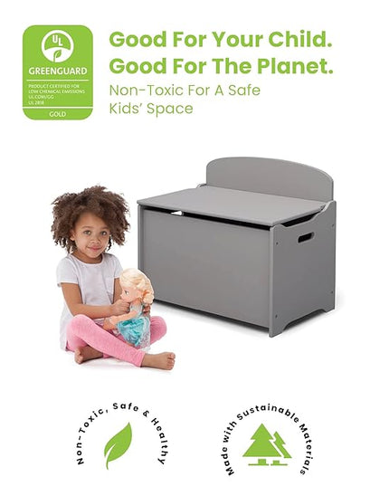 Delta Children MySize Deluxe Toy Box, Grey - LeafyLoom