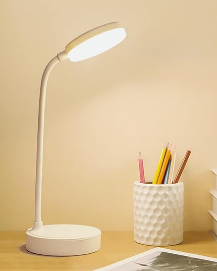 Small desk lamp USB rechargeable desk lamp with 3 color modes, dimmable learning lamp for learning, reading and writing, art and handicrafts, nail art, flexible gooseneck desk lamp - LeafyLoom