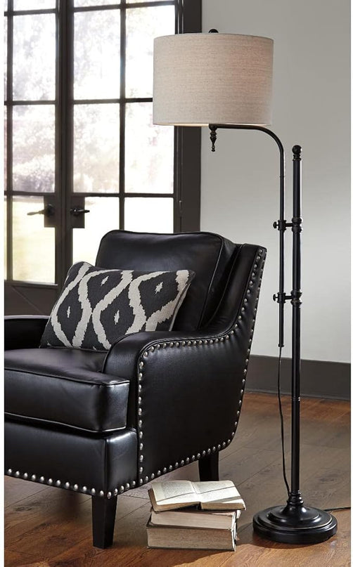 Signature Design by Ashley Anemoon Casual 64.63" Metal Floor Lamp with Adjustable Arm, Black - LeafyLoom
