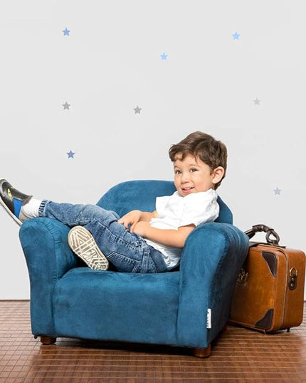 Keet Microsuede Children's Chair, Roundy,Wood, Indigo - LeafyLoom