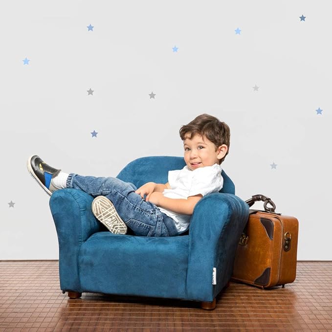 Keet Microsuede Children's Chair, Roundy,Wood, Indigo - LeafyLoom