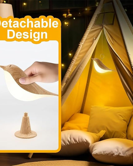 FUYUNXIN Bird Lamp Bedside Lamps - Rechargeable Cordless Table Lamp with 3 Color Temperatures and Touch Sensor - Perfect for Bedroom Nightstand (Maple) - LeafyLoom