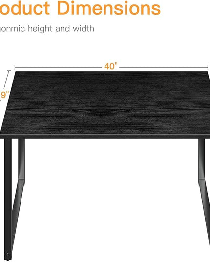 Coleshome 40 Inch Computer Desk, Modern Simple Style Desk for Home Office, Study Student Writing Desk, Black - LeafyLoom
