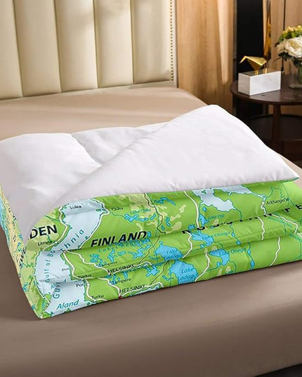 Erosebridal World Map Comforter Set Full Size, Blue Ocean Bedding Set for Kids Boys Girls, Map of Various Countries Quilted Duvet Abstract Art Bedding Comforters Breathable Bedroom Decor - LeafyLoom