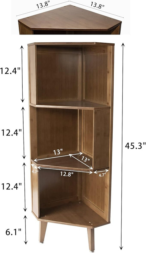 3-Shelf Corner Bookcase Industrial Corner Bookshelf A-Shaped Display Corner Storage Tall Bookshelf Multifunctional Storage Display Stand Shelf for Home Office Living Room Decoration… - LeafyLoom