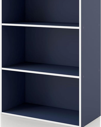 Apexa 3-Tier Cube Storage Organizer Shelves, Stackable Wood Bookcase Fits Cubby Bins for Organization, Dorm Teen Room Decor & Home Office, Steel Blue - LeafyLoom