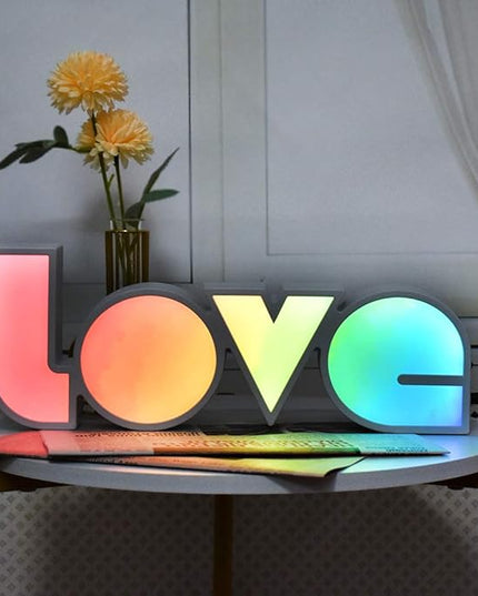 GUOCHENG LED Love Sign Lights - Love Marquee Signs Lamp Battery&USB Power Love Letters Decoration for Home Children Kids Bedroom Nursery,Valentine's Day Gifts(RGB) - LeafyLoom