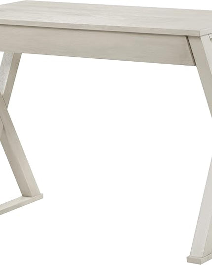OSP Home Furnishings Marna Modern Writing Home Office Desk with Drawer, Weathered White Finish - LeafyLoom