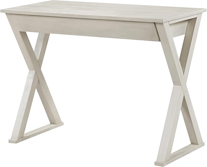 OSP Home Furnishings Marna Modern Writing Home Office Desk with Drawer, Weathered White Finish - LeafyLoom