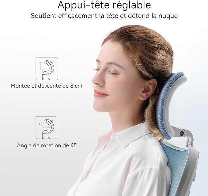 SIHOO M18 Ergonomic Office Chair, Computer Desk Chair with Adjustable Headrest and Lumbar Support, High Back Executive Swivel Chair for Home Office (Light Blue) - LeafyLoom