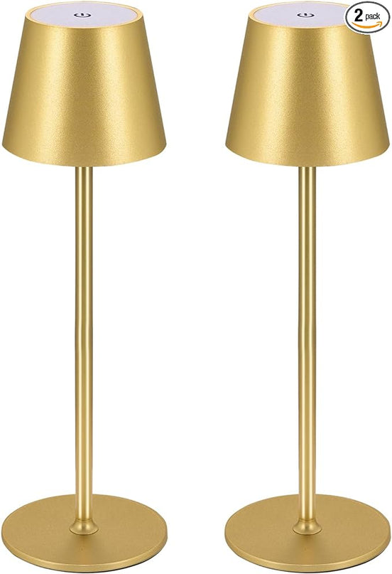 BGFHome Cordless Table Lamp LED Desk lamp,5000mAh Rechargeable Touch Night Light Wireless Minimalist Design for/Restaurant/Bedroom/Bars/Outdoor Party/Camping/Coffee Shop(2 Pack Gold)… - LeafyLoom