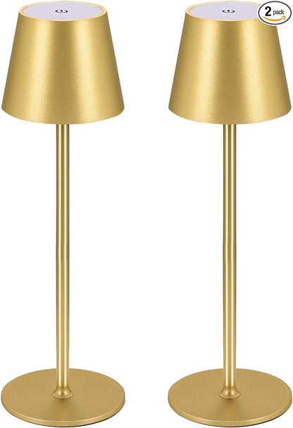 BGFHome Cordless Table Lamp LED Desk lamp,5000mAh Rechargeable Touch Night Light Wireless Minimalist Design for/Restaurant/Bedroom/Bars/Outdoor Party/Camping/Coffee Shop(2 Pack Gold)… - LeafyLoom