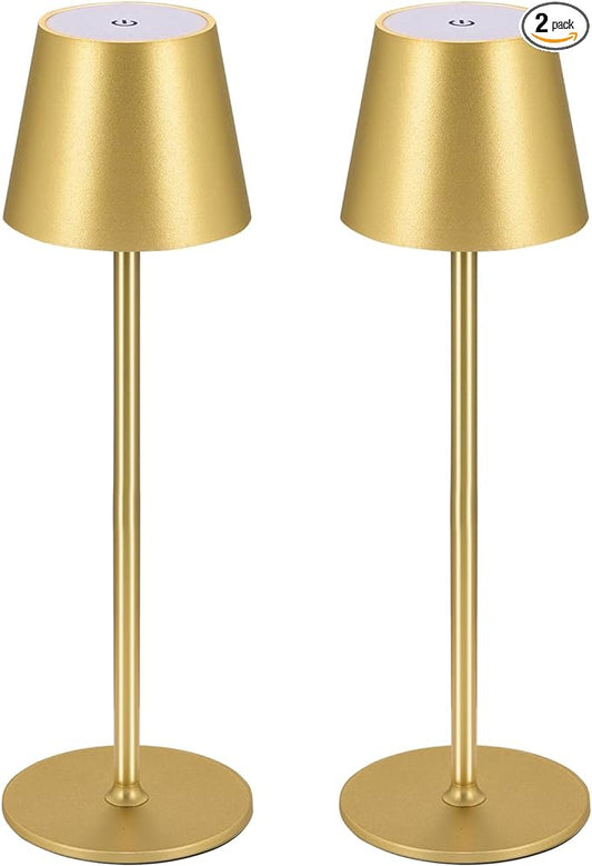 BGFHome Cordless Table Lamp LED Desk lamp,5000mAh Rechargeable Touch Night Light Wireless Minimalist Design for/Restaurant/Bedroom/Bars/Outdoor Party/Camping/Coffee Shop(2 Pack Gold)… - LeafyLoom