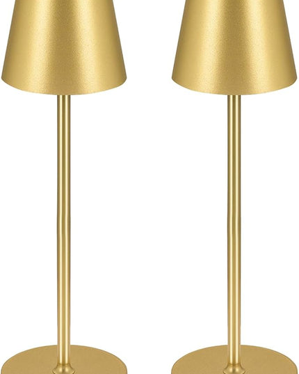 BGFHome Cordless Table Lamp LED Desk lamp,5000mAh Rechargeable Touch Night Light Wireless Minimalist Design for/Restaurant/Bedroom/Bars/Outdoor Party/Camping/Coffee Shop(2 Pack Gold)… - LeafyLoom