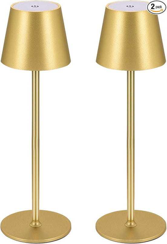BGFHome Cordless Table Lamp LED Desk lamp,5000mAh Rechargeable Touch Night Light Wireless Minimalist Design for/Restaurant/Bedroom/Bars/Outdoor Party/Camping/Coffee Shop(2 Pack Gold)… - LeafyLoom