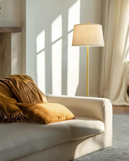 Oneach 61.75" Modern Floor Lamp for Living Room Tall Lamp for Bedroom Gold Floor Lamp with Rotary Switch Industrial Standing Lamp Floor Lamp for Nursery Study Room Office - LeafyLoom
