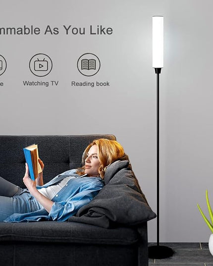 Remote Control Floor lamp,Bright Floor Lamps for Bedroom、Living Room，Stepless Adjustable 3000K-6000K Colors and 10-100% Brightness Remote Control Lamps,Standing Lights for Living Room (Black) - LeafyLoom
