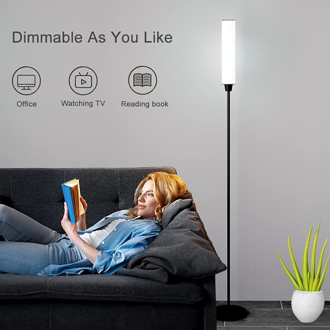 Remote Control Floor lamp,Bright Floor Lamps for Bedroom、Living Room，Stepless Adjustable 3000K-6000K Colors and 10-100% Brightness Remote Control Lamps,Standing Lights for Living Room (Black) - LeafyLoom