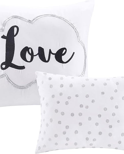 Intelligent Design Raina Twin / Twin XL Comforter Set, Soft Microfiber Comforter Set Twin, Modern Geometric Metallic Bed Set, 4 Pieces College Bedding Comforter Set with 1 Sham, 2 Toss Pillows Grey - LeafyLoom