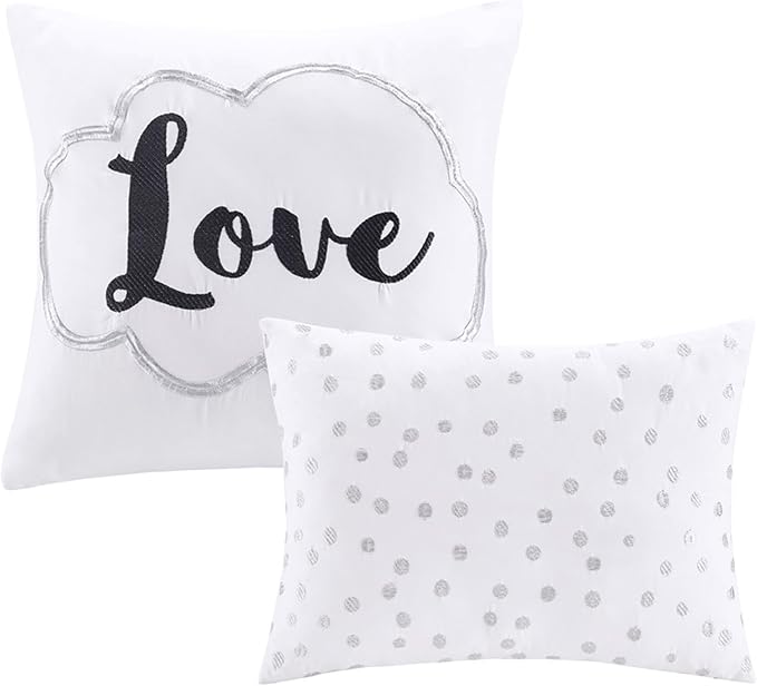 Intelligent Design Raina Twin / Twin XL Comforter Set, Soft Microfiber Comforter Set Twin, Modern Geometric Metallic Bed Set, 4 Pieces College Bedding Comforter Set with 1 Sham, 2 Toss Pillows Grey - LeafyLoom