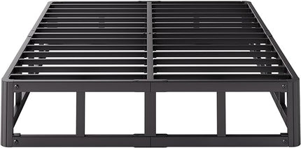 King Bed Frame, 9 Inch High Metal Box Spring with More Steel Slats Support, Sturdy Platform Bedframe Low to Floor, 3500 Lbs Weight Capacity Heavy Duty Mattress Base, Easy Assembly, Black - LeafyLoom