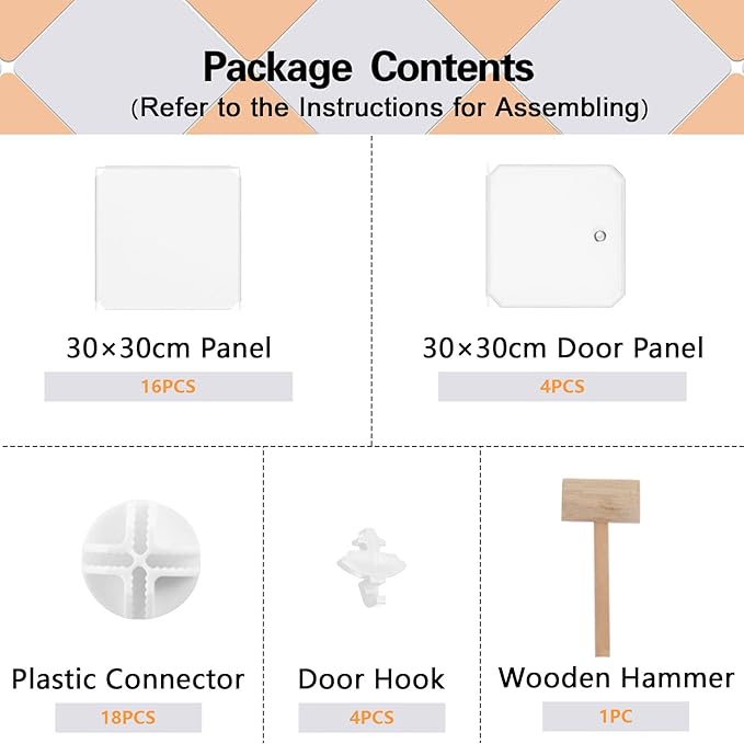 C&AHOME Cube Storage Organizer with Doors, 4-Cube Shelves, Closet Cabinet, DIY Plastic Modular Bookshelf Ideal for Bedroom, Living Room, 24.8" L x 12.4" W x 24.8" H Milky USHS04M-DOOR - LeafyLoom
