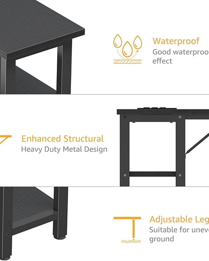Black L Shaped Gaming Computer Desk with Power Outlet Shelves, 40 Inch Small Corner Desk for Small Space Home Office, Study Work PC Desks for Bedroom, Black - LeafyLoom