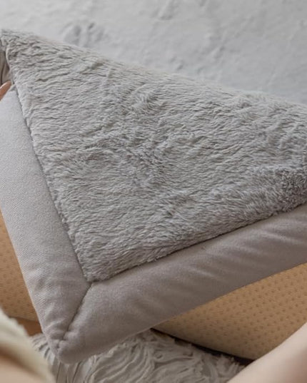 Faux Rabbit Fur Rug - 1.18" Thick Soft Fluffy Area Rug, Non-Slip Memory Foam Crawling Mat, Light Gray, 78"x118" - LeafyLoom