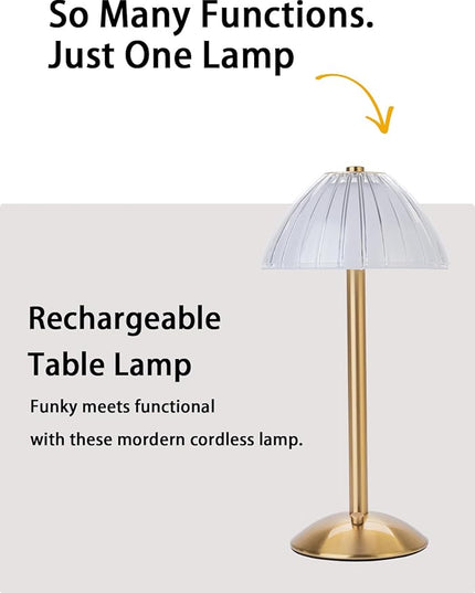 Cordless Table Lamps Rechargeable Lamps for Home, Gold 12'' Tall LED Brass Portable Outdoor Indoor Table Lamp with Touch Sensor, Adjustable Brightness and Color (Pack2-Gold Lamp) - LeafyLoom