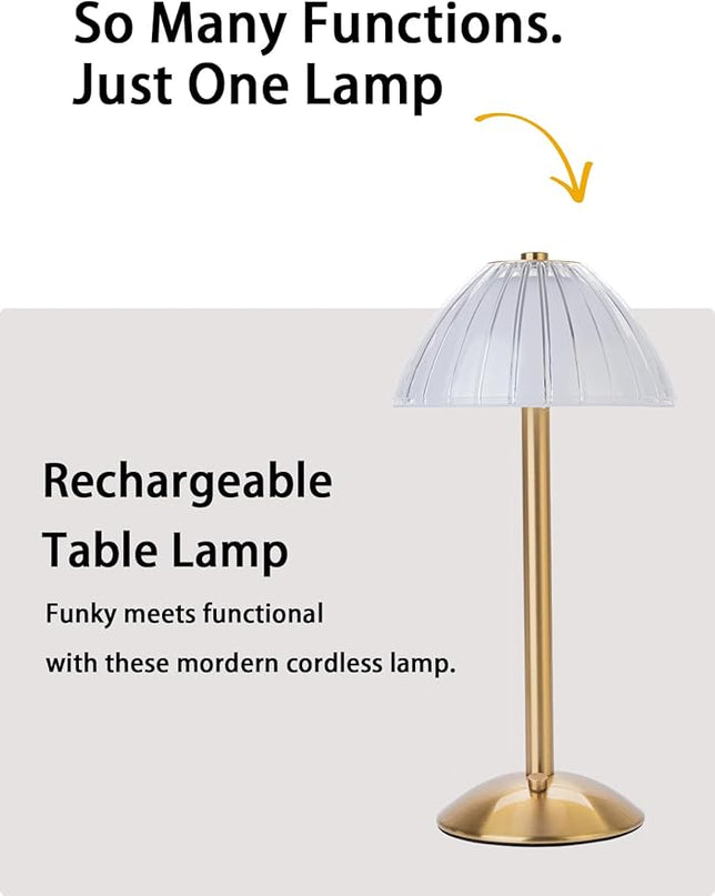 Cordless Table Lamps Rechargeable Lamps for Home, Gold 12'' Tall LED Brass Portable Outdoor Indoor Table Lamp with Touch Sensor, Adjustable Brightness and Color (Pack2-Gold Lamp) - LeafyLoom