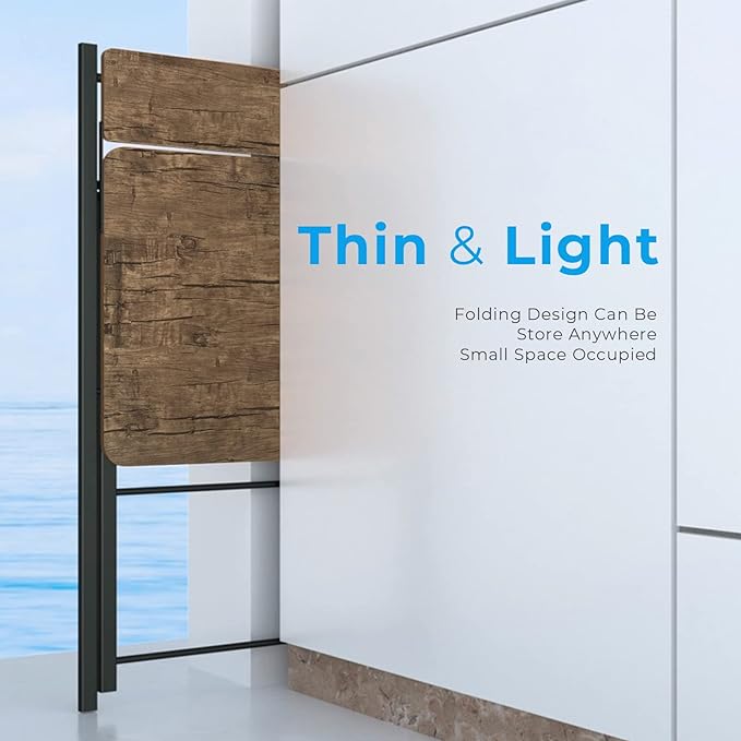 GreenForest Folding Computer Desk No Assembly Required 2 Tier Computer Desk with Shelf Space Saving Small Foldable Fully Unfold 32 X 24.5 inch, Brown, Large Size:29.5 X 20.47 - LeafyLoom