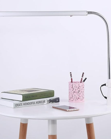3 Types Desk Lamp with Clamp, Ultra Slim Desk Lamp, 360 Degree Rotation Metal Arm Eye Caring Lamp, for Reading, Study, Tattoo Light, Beauty Manicure - LeafyLoom