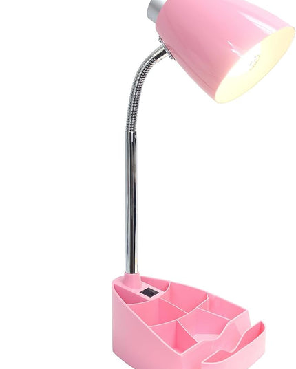 Simple Designs LD1002-PNK Gooseneck Organizer Desk Lamp with iPad Tablet Stand Book Holder, Pink - LeafyLoom