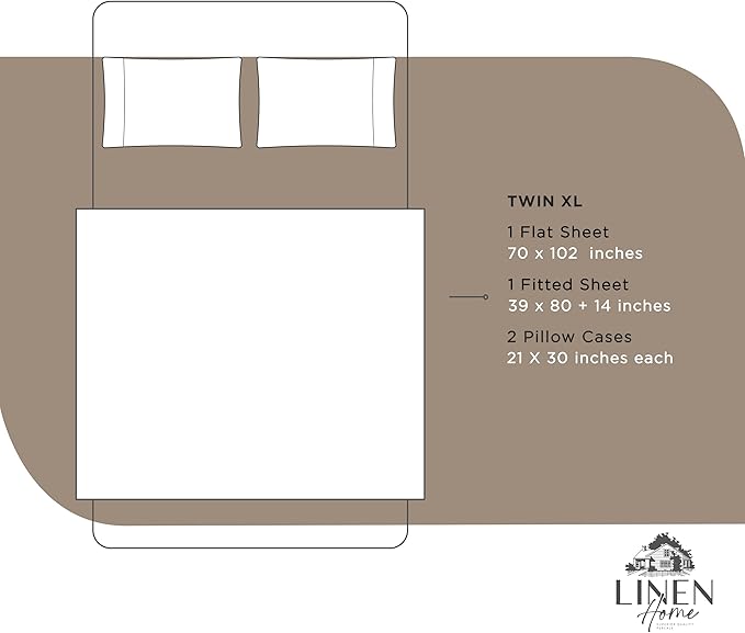 100% Cotton Percale Sheets Twin XL Size, Taupe, Deep Pocket, 4 Pieces Sheet Set - 1 Flat, 1 Deep Pocket Fitted Sheet and 2 Pillowcases, Crisp Cool and Strong Bed Linen - LeafyLoom